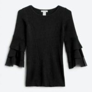 Design History Ethelda Ruffle Bell Sleeve Pullover Sweater XL